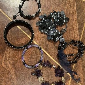 6 bracelets dark blues/black/purple